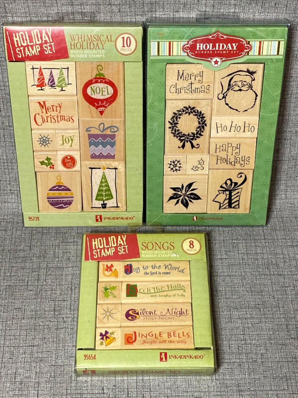 NEW INKADINKADO Holiday Christmas Rubber Stamp Sets Lot Of 3 Sets NIP